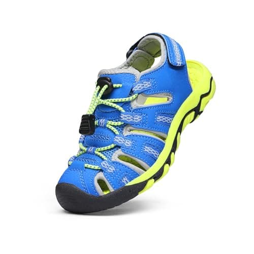 DREAM PAIRS Boys Girls Summer Outdoor Athletic Sport Sandals Walking Hiking Hook and Loop Adjustable Multicolor for Toddler/Little/Big Kids,Size 5 Toddler,Royal/Blue/Grey/Neon/Green,160912-K
