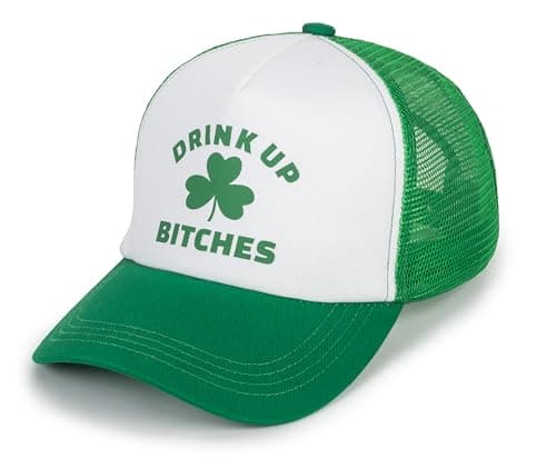 St-Patricks-Day Baseball-Cap for Women-Men - Shamrock-Irish-Saint Pattys Green Trucker-Hat Adjustable Mesh Sun Hat