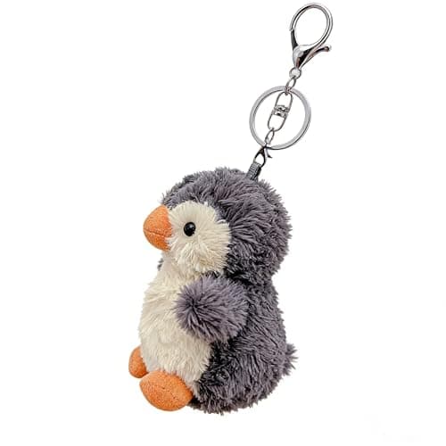 Spenlly Cute Penguin Plush Keychain for Women Girls, Kawaii 4.5" Inch Soft Backpack Keyring Stuffed Bag Purse Charms (Gray)