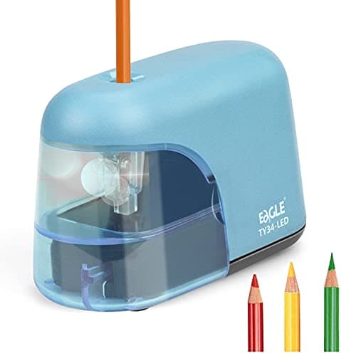 Eagle Electric Pencil Sharpener, Battery Powered Sharpener, LED Light Shinning During Sharpening, Portable, with Reusable and Replaceable Blade, Suitable for Kids, Ideal School Office Supplies(Blue)