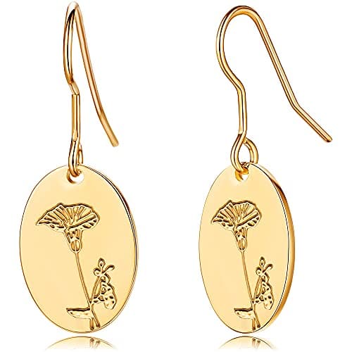 Moodear Trendy Earrings for Women - Dainty Flower Dangle Earrings - Minimalist 14K Gold Plated Boho Hypoallergenic Statement Jewelry - Birthday Gift for Her (Morning-glory)