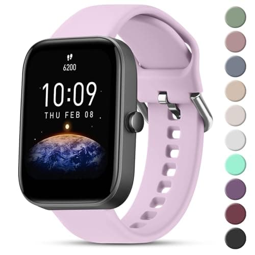 Vanjua Bands for Amazfit Bip 3 / Bip 3 Pro Band Women Men, Amazfit Bip U Pro / Bip / Bip Lite / Bip S / Bip S lite / Bip U, 20mm Quick Release Soft Silicone Replacement Strap for Amazfit GTR mini / GTS 4 / GTS 4 Mini / GTS 3 / GTS 2 / GTS 2e / GTS 2 mini / GTS Smart Watch (Large, Violet)