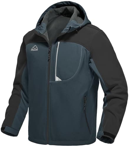 Rdruko Men's Soft Shell Jacket Full Zip Fleece Lined Grey M