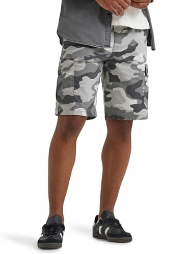 Lee Men's Extreme Motion Crossroad Cargo Short, Static Gray Camo, 30