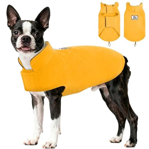 DENTRUN Reversible Dog Winter Coat, Windproof Polar Fleece Reflective Vest