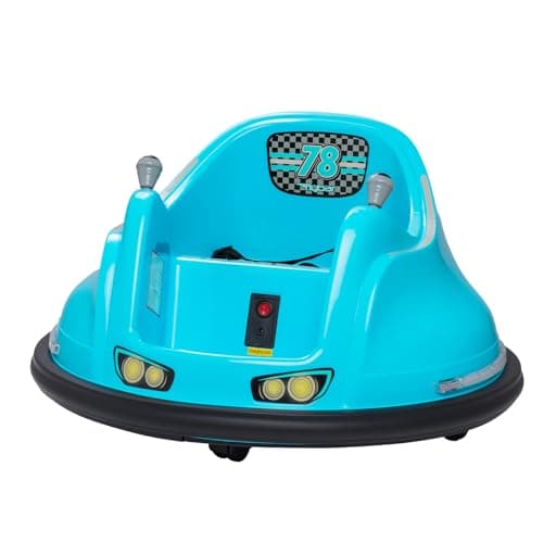 Flybar FunPark 6V Bumper Car – 360° Electric Ride-On Toy with LED Lights, Safety Seat Belt, Soft Bumpers – Indoor & Outdoor Bumper Car for Kids Ages 1.5-4 Years, Supports Up to 66 lbs (No Remote)