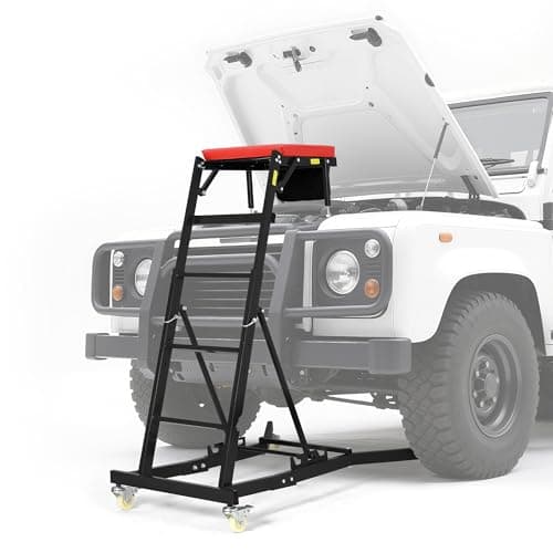 GarveeTech Top Automotive Creeper, 400 LBS Capacity Adjustable Car Creeper (49.2 in-68.9 in) with Locking Wheels & Tool Pouch, High Top Mechanic Creeper for Trucks, Garage Repair