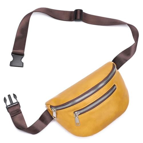 GAEKEAO Fanny Packs Waist Pack for Women Men Vegan Leather Cross body Belt Bag Travel with Adjustable Strap Black
