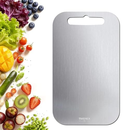 TIVEREX Titanium Cutting Board,100% Pure Titanium Cutting Boards for Kitchen, Easy to Clean, Dishwasher Safe, Double Sided Non Toxic Food-Grade Chopping Boards for Meats, Fruits and Vegetables