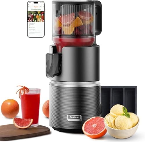 Anybear 350W Cold Press Juicer,4.9" Chute for for Juice, Nut Milk & Sorbet