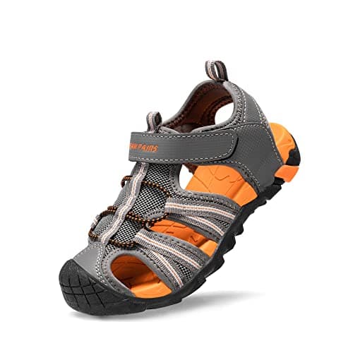 DREAM PAIRS Boys Girls Outdoor Summer Sport Athletic Sandals for Toddler/Little/Big Kid,Size 7 Toddler,Dark/Grey/Orange,170813-K