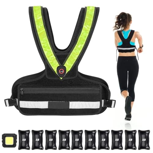 Weighted Vest for Women, Sport Running Weighted Vest with Reflective Strips and LED Flashing Sash, 2-10 lbs Weight Vest for Strength Training and Workout