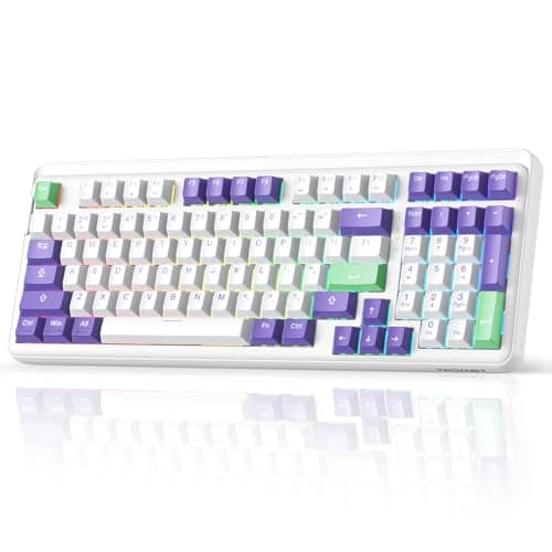 TECKNET Mechanical Keyboard, Tri-Mode BT5.0/2.4GHz/USB-C Hot Swappable Creamy Keyboard with RGB Backlit, 97Skys, 96% Compact Layout, Pre-lubed Reaper Switches, Computer Keyboard for PC/Laptop/Mac