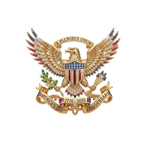 US 250th Anniversary Brooch Pin, USA 250th Anniversary Metal Lapel Pin, Patriotic Eagle Rhinestone Lapel Pin, Independence Day Souvenir Gift (1 PC)