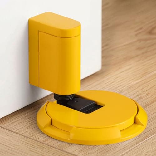 Windproof Door Stoppers Adjustable Bottom of Door Holder No Drilling Mechanical Floor Door Stop Suitable for Door Gaps Less Than 1 Inch (25mm) Yellow 1 Pack YL-1