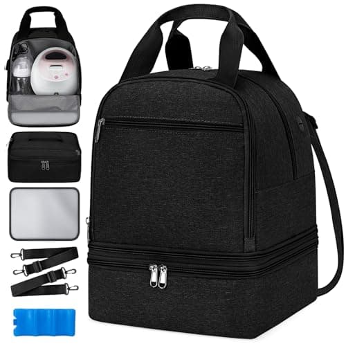 OCKLILY Breast Pump Bag Cooler Backpack — Large Insulated Milk Storage for Breastmilk — Wearable Hands-Free Pumping Tote for Working Moms (Black)