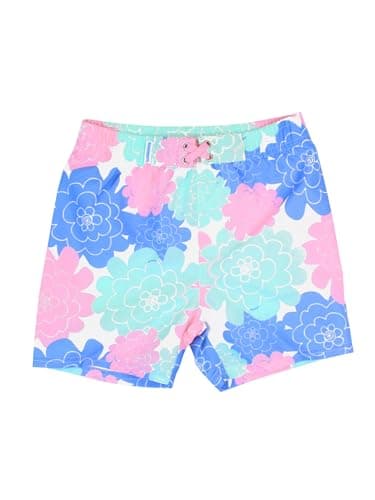 RUGGEDBUTTS Boys UPF50+ Sun Protection Fruits & Florals Swim Trunks - Pastel Petals, 6-12m