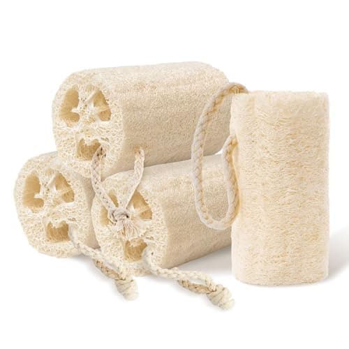 Natural Loofah Sponge Exfoliating Body Scrubber,4"Organic Egyptian Loofah for Men Women,Reusable Bath Sponge for Shower Face, Back & Body,Eco-Friendly Bath Loofah for Deep Cleansing &Smooth Skin 4Pcs