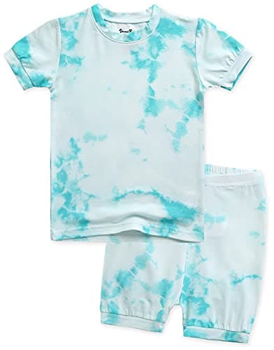 VAENAIT BABY Girls Boys Pajamas Sleepwear Short Summer Pjs 2pcs Set Tiedye-Skycream-Short 2XL