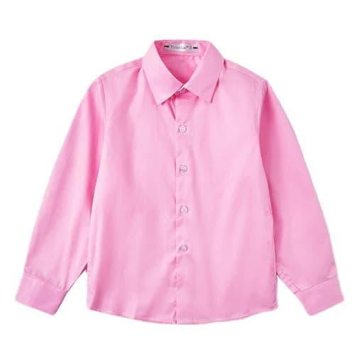 Boys' Dress Shirts Long Sleeve Button-Down Pink Oxford School Casual Clothes Collared Shirt for Wedding Church Birthday Party Dress Top Size 20
