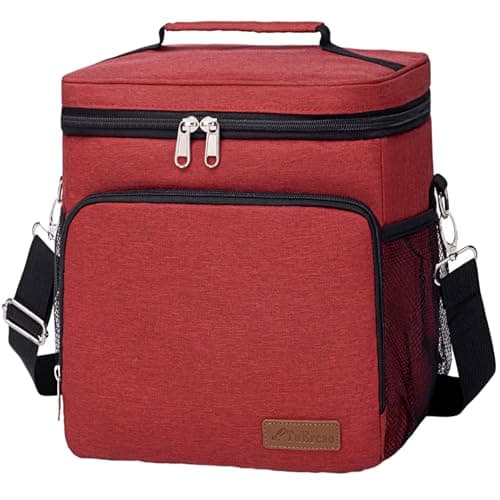 TuErcao 18 Can Small Cooler Bag, Portable Collapsible Soft Ice Chest for Beach Hiking Picnic Camping Travel Cooler for Car Road Trips, Red