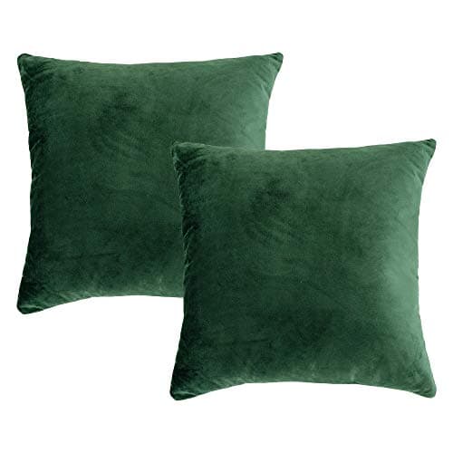 Stellhome Super Soft Velvet Throw Pillow Covers for Bed Couch Sofa Bench, 26 x 26 inch (65 cm), Olive, Pack of 2