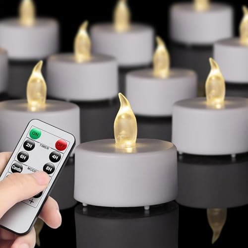 TSLVIC LED Tea Light Remote Control Candle,Flickering Flameless LED Candle,Long Lasting,Battery Operated with Timer for Home Decoration Seasonal &Festival Celebration WarmWhite (12pcs)