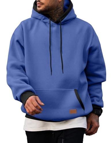 JMIERR Men's Hoodies Sweatshirts Fleece Pullover Hoodie Pocket, Blue, L