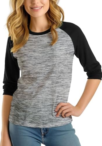 Decrum Womens Baseball Shirt - Trendy 3/4 Raglan Sleeve Tops for Women [40003076] | Milage Rgln Womn, 2XL
