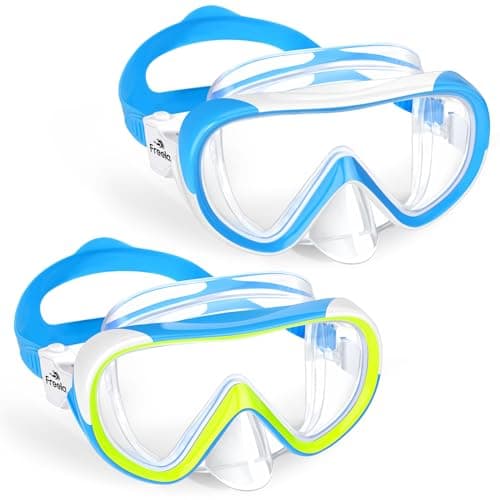 Freela Swim Goggles with Nose Cover for Kids 8-12 8-14 6-14 4-7 3-10 3-6 3-5 Boys Girls Children Youth , Water Pool Beach Swimming Goggles Mask for Tempered Glass Anti Fog Waterproof 180° Clear View
