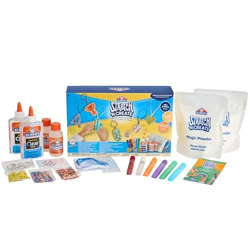 Elmer’s Stretch 'N Create Dough Kit, 3 Ways to Play, Keychains and Ornaments Kit, 18 Count - Perfect for Birthday Party Gift, School Classroom Activity, Kids Arts & Crafts Fun