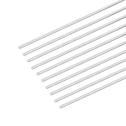 MECCANIXITY 304 Stainless Steel Round Rods, 2mm x 400mm Solid Shaft Rods for DIY Craft Model Car Helicopter Airplane, Pack of 10