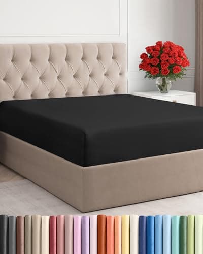 Full Fitted Sheet - Single Fitted Sheet Only - 8-16" Deep Pockets - Black