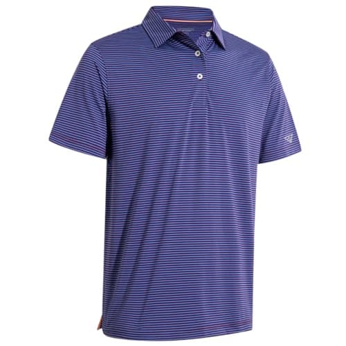 Mens Golf Shirts Moisture Wicking Dry Fit Short Sleeve Performance Sport Stripe Golf Polo Shirts for Men