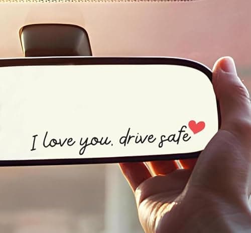 KATINAT 3X I Love You Drive Safe Mirror Sticker, Car Stickers for Women, Automotive Decals, Rear View Mirror Sticker, Stocking Stuffers for Women, Men, I Love You Gifts (ILUDS Black)
