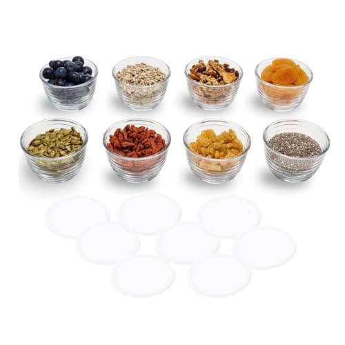 Libbey Small Glass Prep Bowls with Lids, Set of 8, 6.25 oz Small Bowls- Ideal for Leftovers, Meal Prep & Dips, Durable & Dishwasher Safe