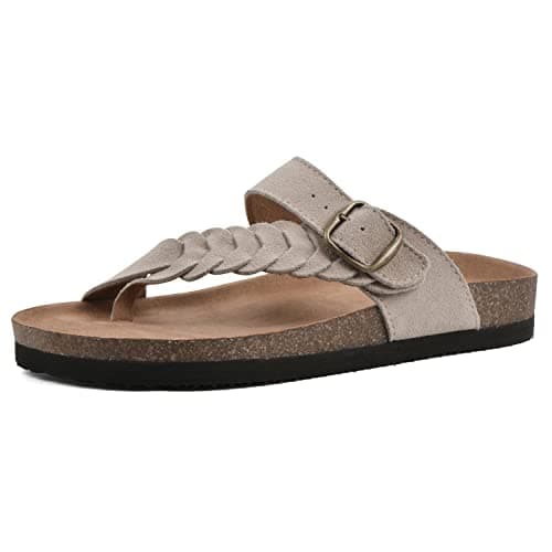WHITE MOUNTAIN Women's Happier Footbed Sandal, Sandal Wood/Suede, 8 M