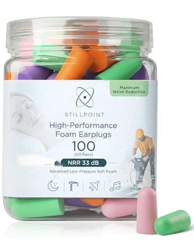 Happy Hippo Soft Foam Earplugs, 33 dB NRR, (50 Pair, 100 Ear Plugs), Maximum Protection for Sleeping, Power Tools, Loud Work Environments (Neon)