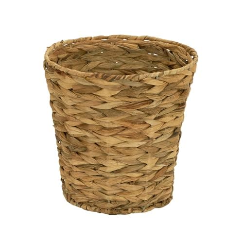 Household Essentials Wicker Waste Basket, Woven Leaf Basket with Wire Frame, Trash Bin or Storage Basket for Bedroom, Bathroom, Office and More