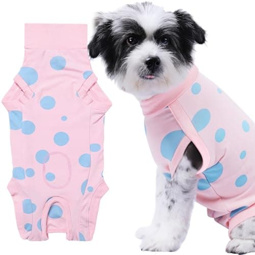 Comwish Medium Spay Neuter Dog Recovery Surgical Suit with Pee Hole, Pink