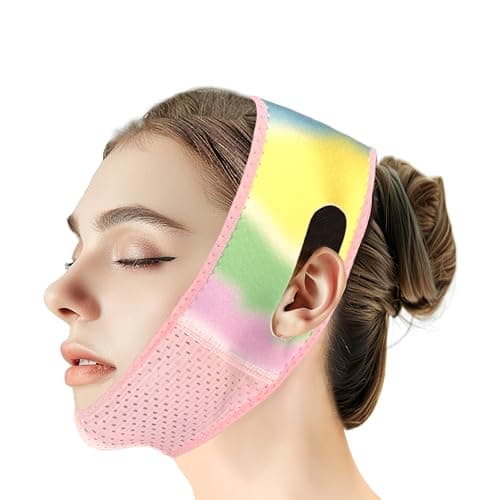 Beiskll Reusable V Line Lifting Mask with Chin Strap, V Shaped Face Mask for Sagging, Jaw Exerciser (Colorful)