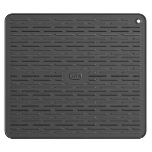ME.FAN Silicone Dish Drying Mat for Kitchen Counter, Dish Drying Pad for Sink, Refrigerator or Drawer, Countertop Protection Pad L - 18''×16'' - Black