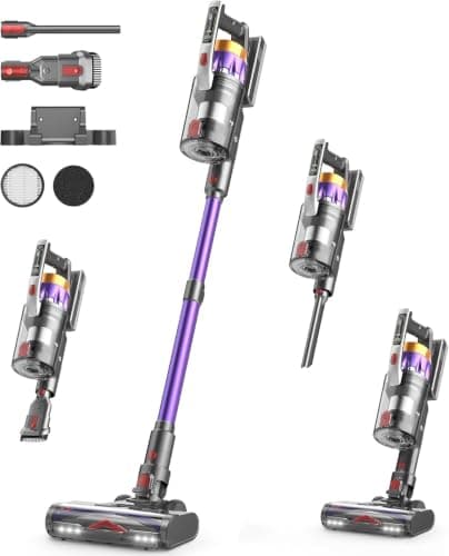 NADALY Cordless Vacuum Cleaner, 55KPa 650W 70-Min Vacuum Cleaners for Home, Anti-Tangle Brush, 1.8L Capacity, Lightweight Stick Vacuum Cleaner Pet Hair Hardwood Floors Carpet