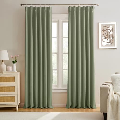 KEQIAOSUOCAI 90 Inch Light Sage Green Eucalyptus Color Blakcout Curtains with Pinch Pleat,Room Darkening Energy Saving Insulated Window Treatments for Bedroom/Closet(2 Panels, 40 x 90 Inch, Sage)