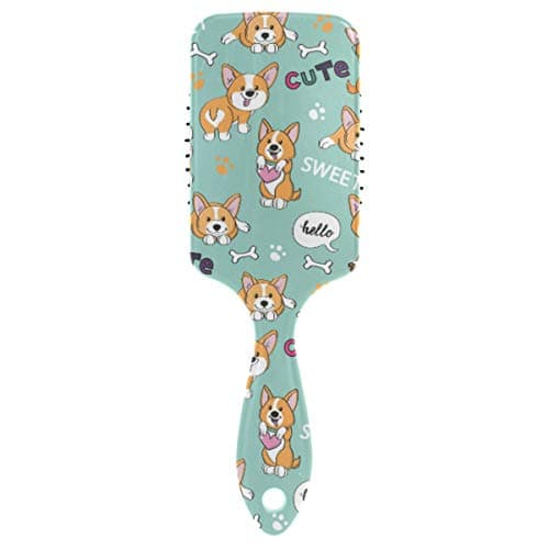 Cute Dogs Corgi Sweet Hair Brush for Wet & Dry Hair Grip Soft Bristles for Anti Static & Frizz Air Cushion Comb for Women Girls