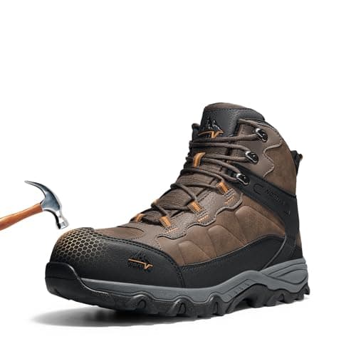 NORTIV 8 Waterproof Steel Toe Boots for Men Slip Resistant Safety Industrial Boots Paladin-Steel,Size 8.5,Brown,JS19004M-STEEL