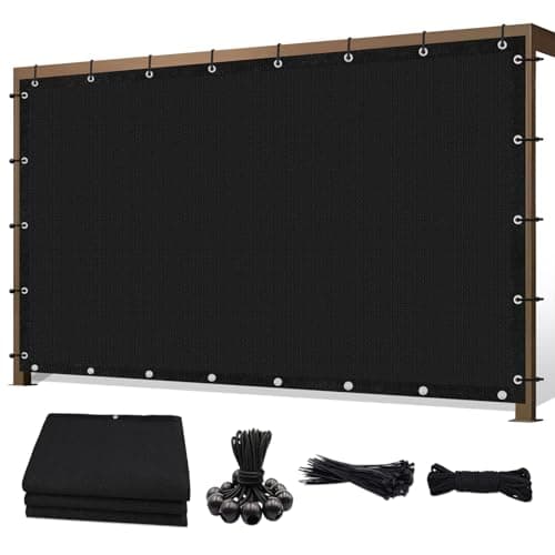 Sunocity 8' X 12' 90% Sun Shade Cloth Outdoor Patio Black Pergola Shades Cover Privacy Screen UV Block Porch Screens Canopy for Patio Outside Outdoor
