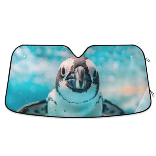 Cars Front Sun Shade Windshield,Foldable Reflective Sun Visor A Cute Penguin is Swimming Windshield Sunshade Cover,Blocks UV Ray Sun Protect Interior Keep Cool,55" x 27.6"
