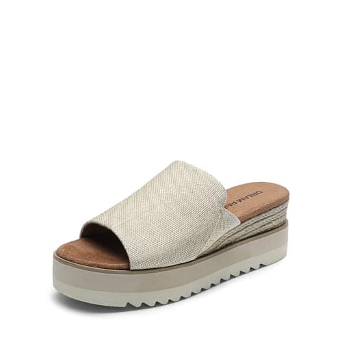 DREAM PAIRS Platform Sandals Women Slip-on Espadrille Bohemia Wedge Sandals, Comfort Dressy Summer Open Toe Canvas Slides for Women's Outdoor and Beach,Size 6.5,Natural-Canvas,DWUMSS2515