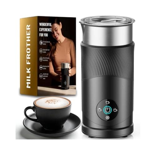 Ecoflarix 350ml Electric Milk Frother: 4-in-1 Hot & Cold,120s Fast Frothing